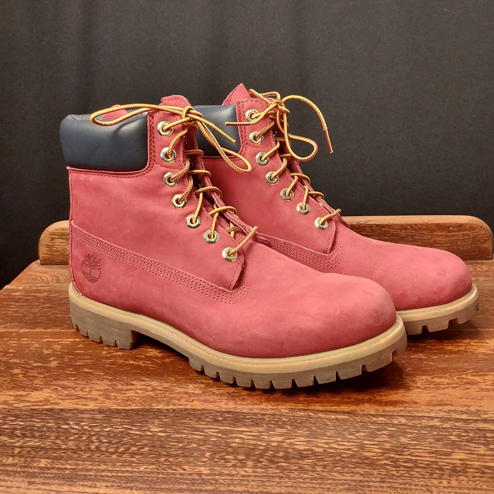 Timberland Premium 6 Inch Waterproof Boots Red Nubuck Mens 8M A1FNH PrimaLoft